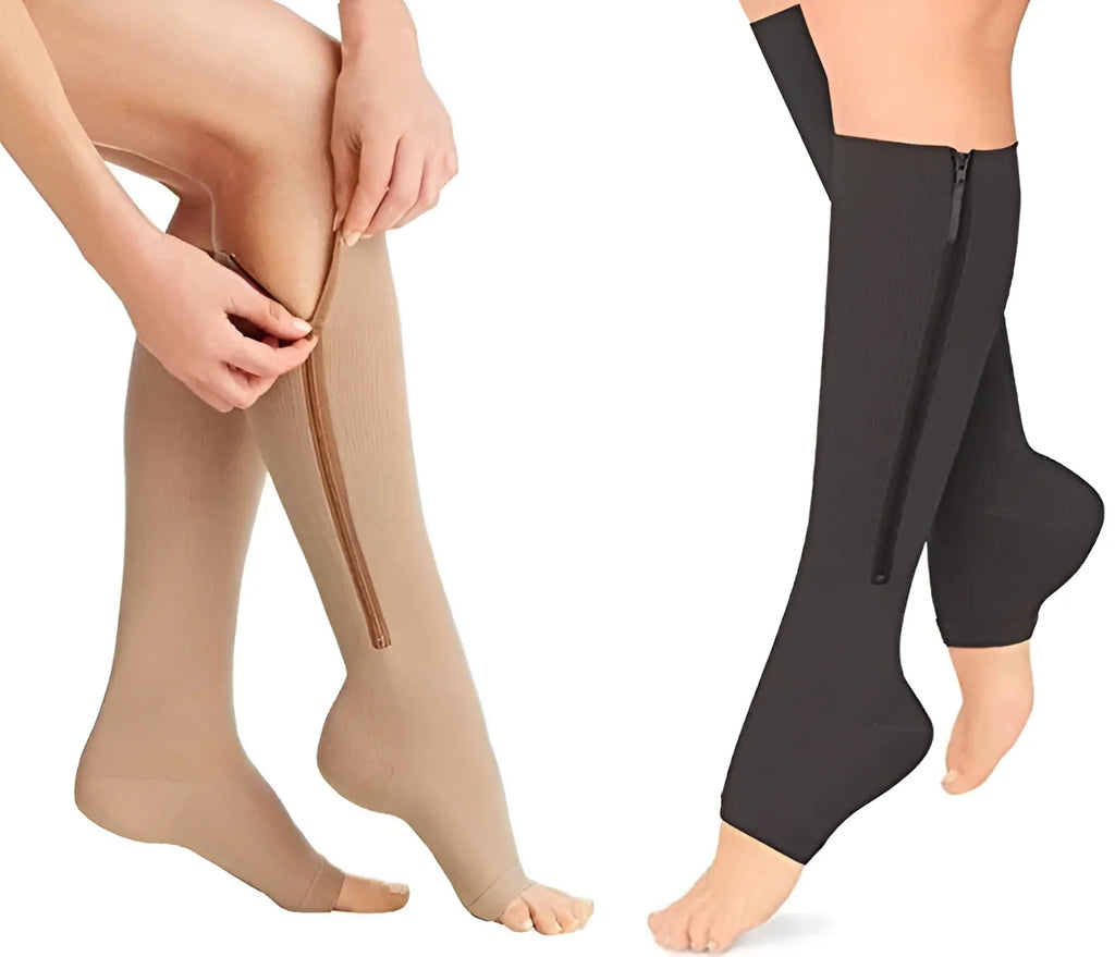 Compression Socks | Zippered Graduated 20–30 mmHg | Open Toe