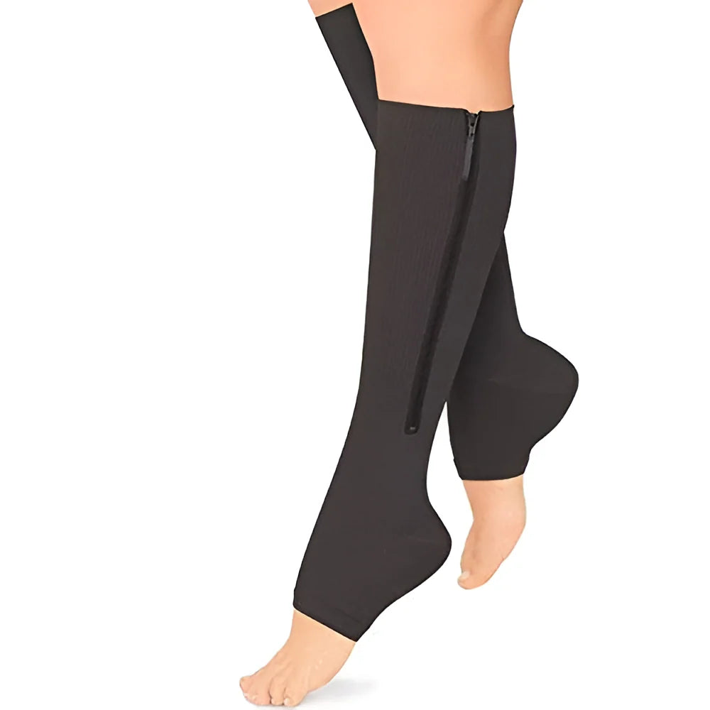 Compression Socks | Zippered Graduated 20–30 mmHg | Open Toe