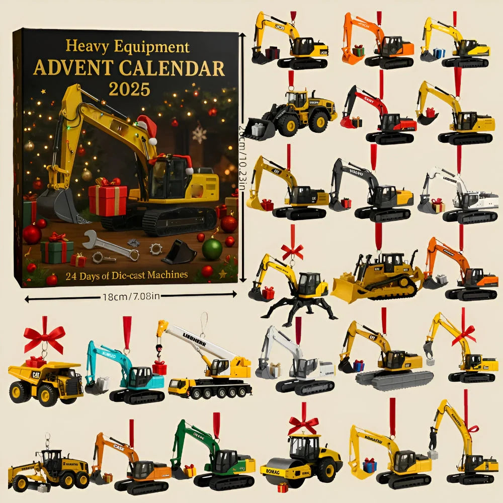 Construction Vehicle Advent Calendar | 24 Die-Cast Models | 30 x 40 cm