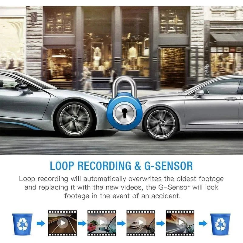 Dash Camera | 1080P Front & Rear 170° Wide-Angle & G-Sensor
