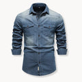 Denim Shirt | Striped Cotton | Button-Closure Chest Pockets