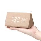 Digital Alarm Clock | Wood Grain LED Display | Temperature & CalendarXitsonga