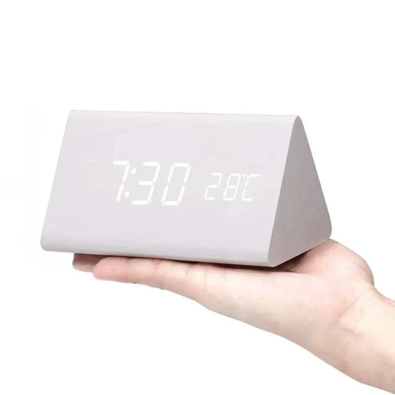 Digital Alarm Clock | Wood Grain LED Display | Temperature & CalendarXitsonga