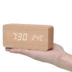 Digital Alarm Clock | Wood Grain LED Display | Temperature & CalendarXitsonga