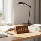 Digital Alarm Clock | Wood Grain LED Display | Temperature & CalendarXitsonga