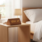 Digital Alarm Clock | Wood Grain LED Display | Temperature & CalendarXitsonga