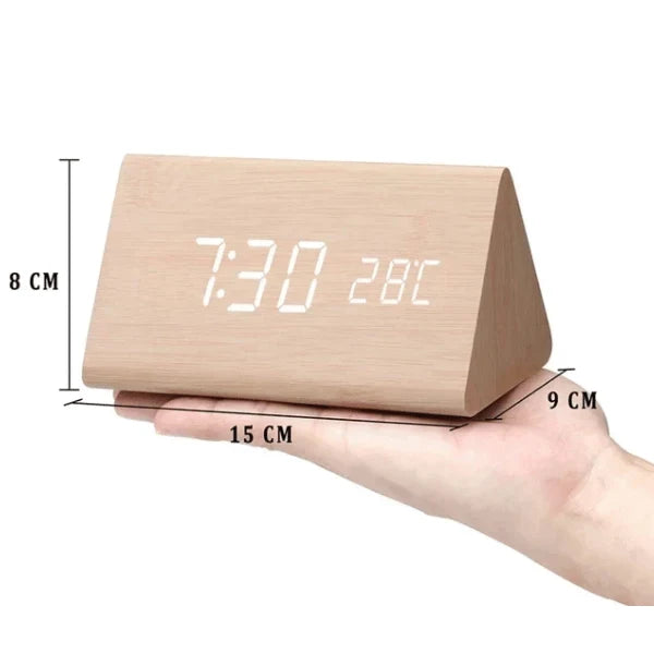 Digital Alarm Clock | Wood Grain LED Display | Temperature & CalendarXitsonga