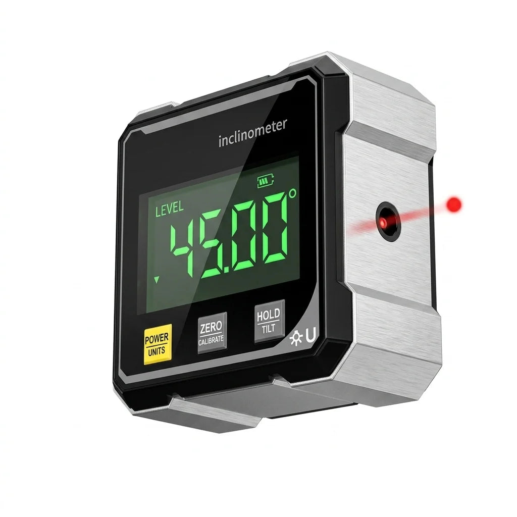 Digital Angle Meter | Laser Line & 4-Sided Magnetic Base | ±0.2° Accuracy