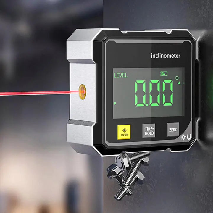 Digital Angle Meter | Laser Line & 4-Sided Magnetic Base | ±0.2° Accuracy