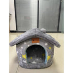 Dog House Bed | Self-Warming Plush & Removable Cushion | Non-Slip Base