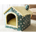Dog House Bed | Self-Warming Plush & Removable Cushion | Non-Slip Base