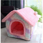 Dog House Bed | Self-Warming Plush & Removable Cushion | Non-Slip Base