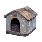 Dog House Bed | Self-Warming Plush & Removable Cushion | Non-Slip Base