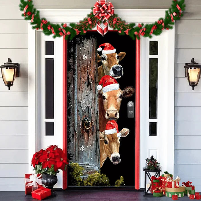 Door Cover | Festive Christmas Design | Weather-Resistant