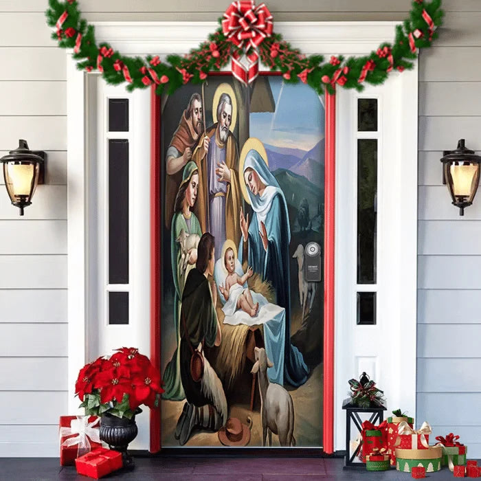 Door Cover | Festive Christmas Design | Weather-Resistant