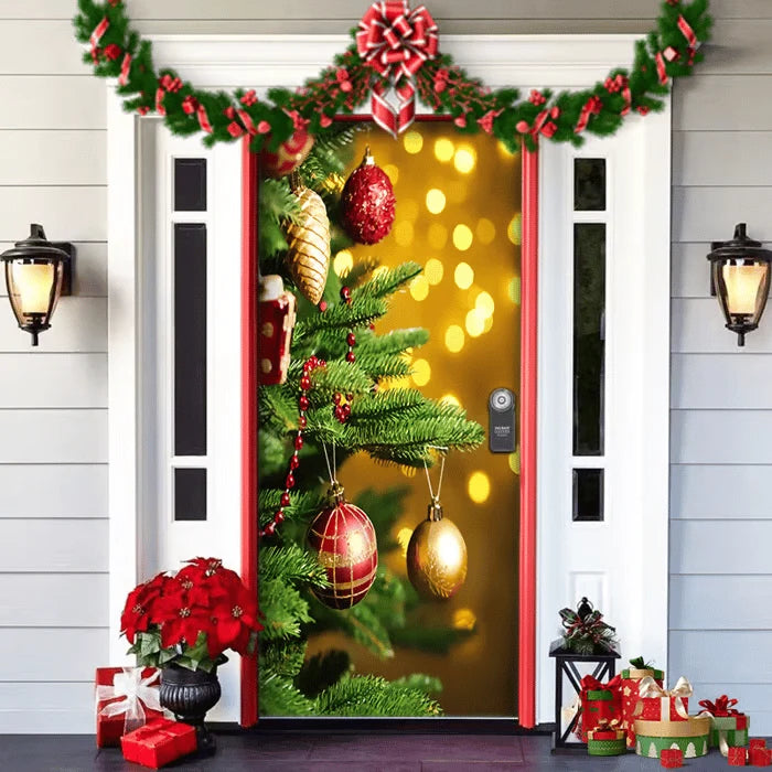 Door Cover | Festive Christmas Design | Weather-Resistant