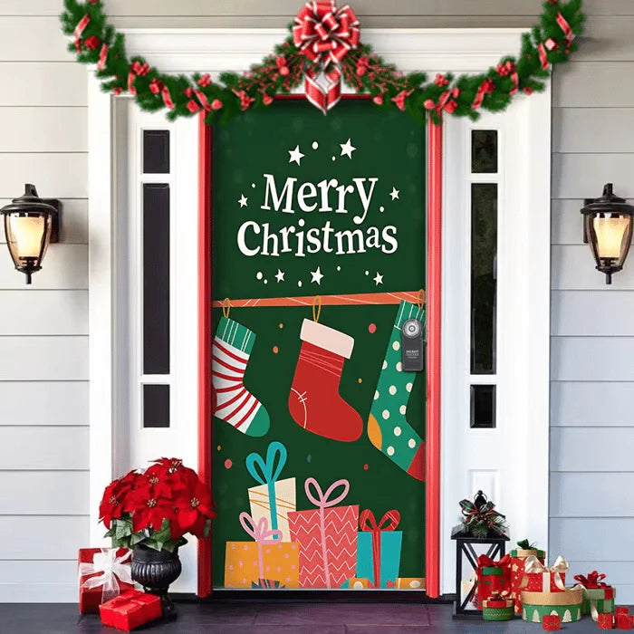Door Cover | Festive Christmas Design | Weather-Resistant