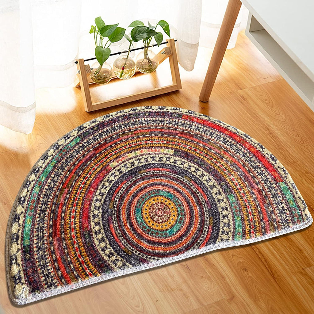 Doormat | Boho Half-Moon Absorbent Textile & Non-Slip Backing