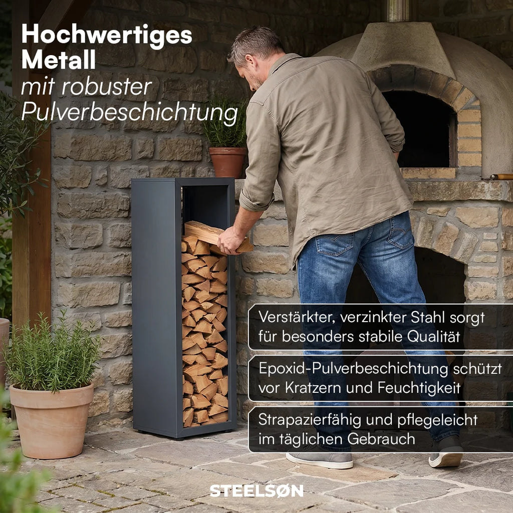 Firewood Rack | Galvanized Steel & Weather-Resistant | Adjustable Feet