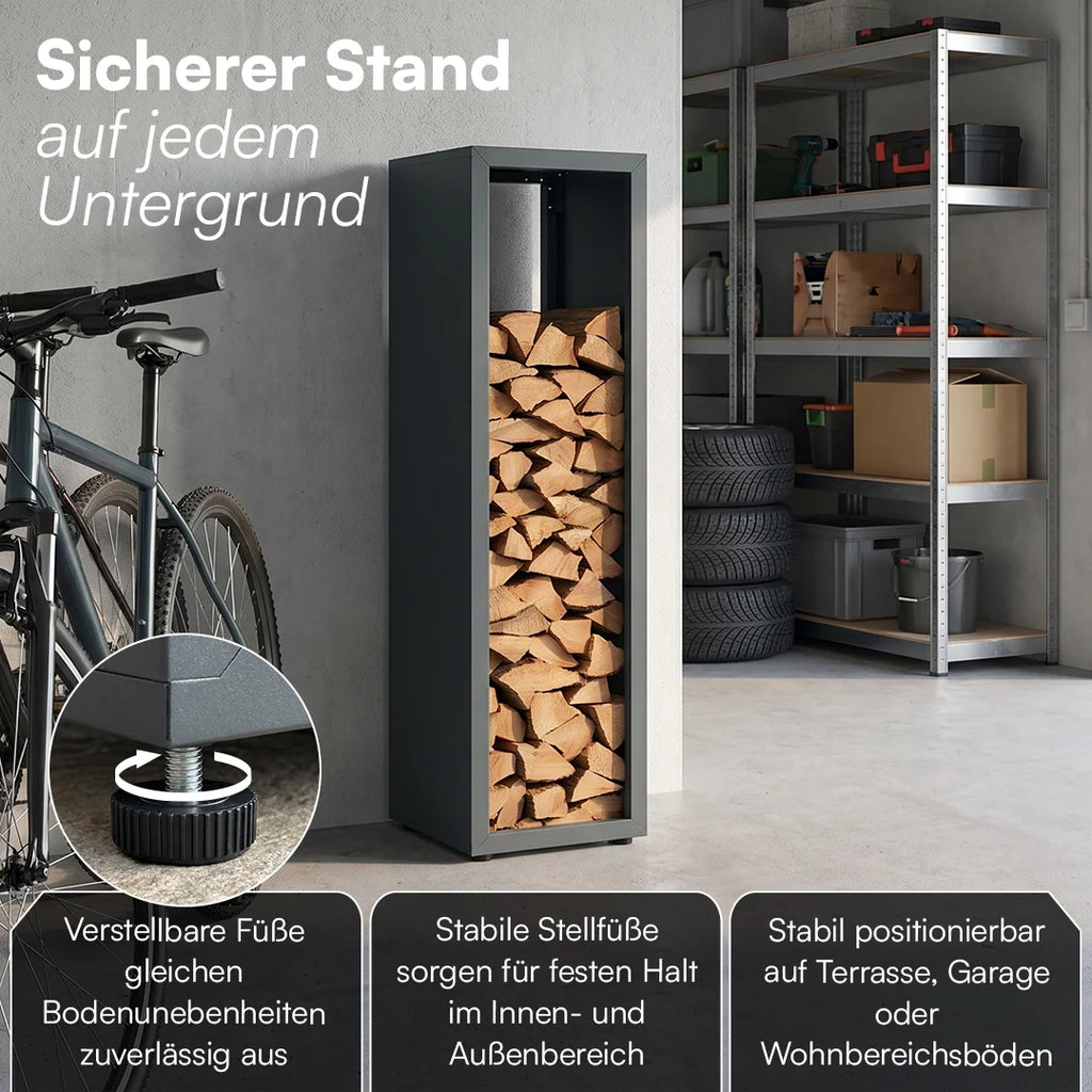 Firewood Rack | Galvanized Steel & Weather-Resistant | Adjustable Feet