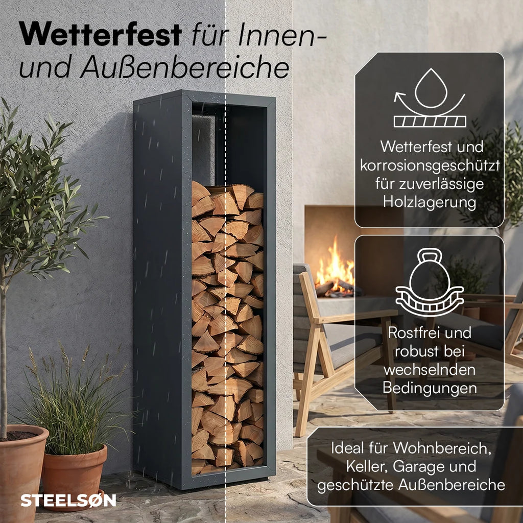 Firewood Rack | Galvanized Steel & Weather-Resistant | Adjustable Feet