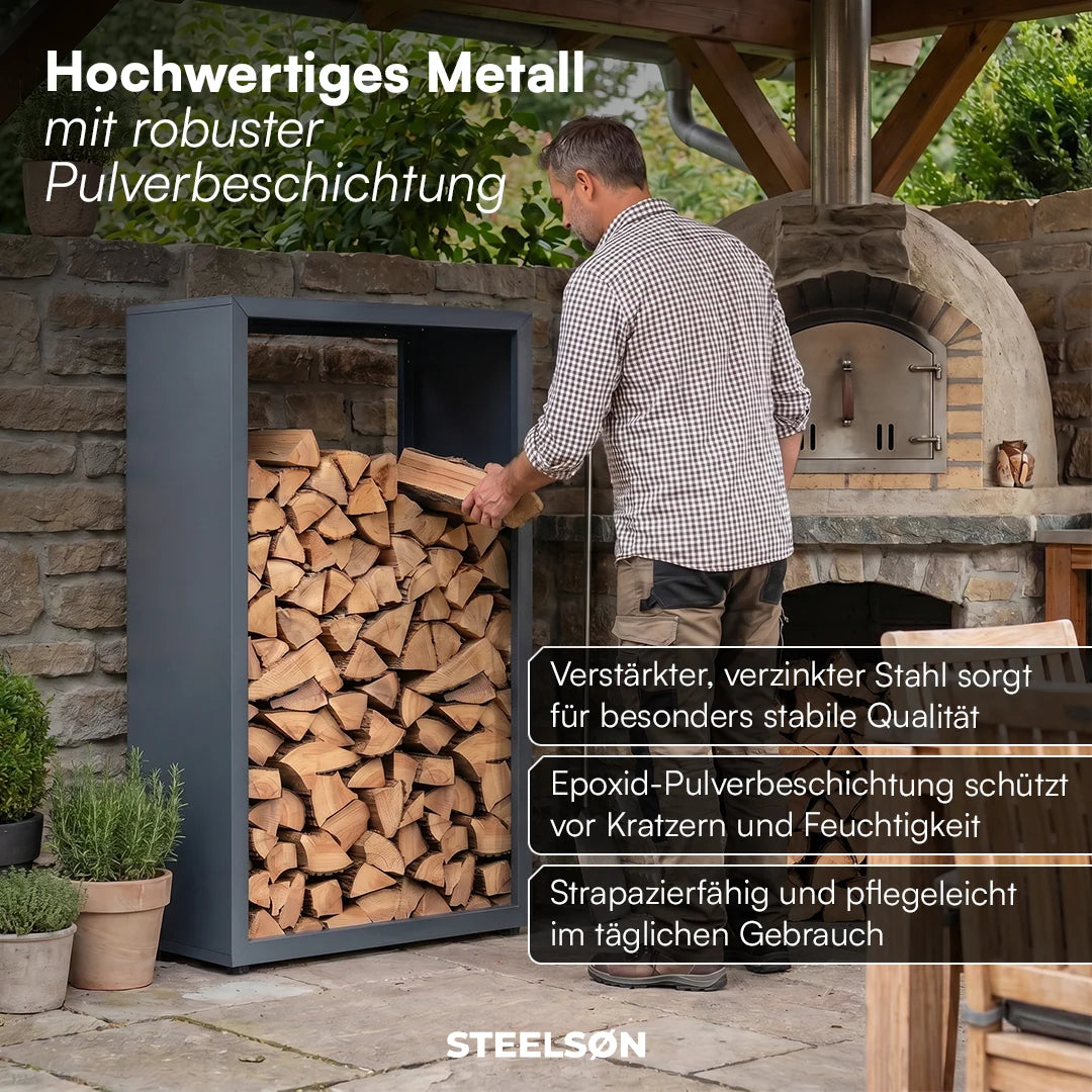 Firewood Rack | Galvanized Steel & Weather-Resistant | Adjustable Feet