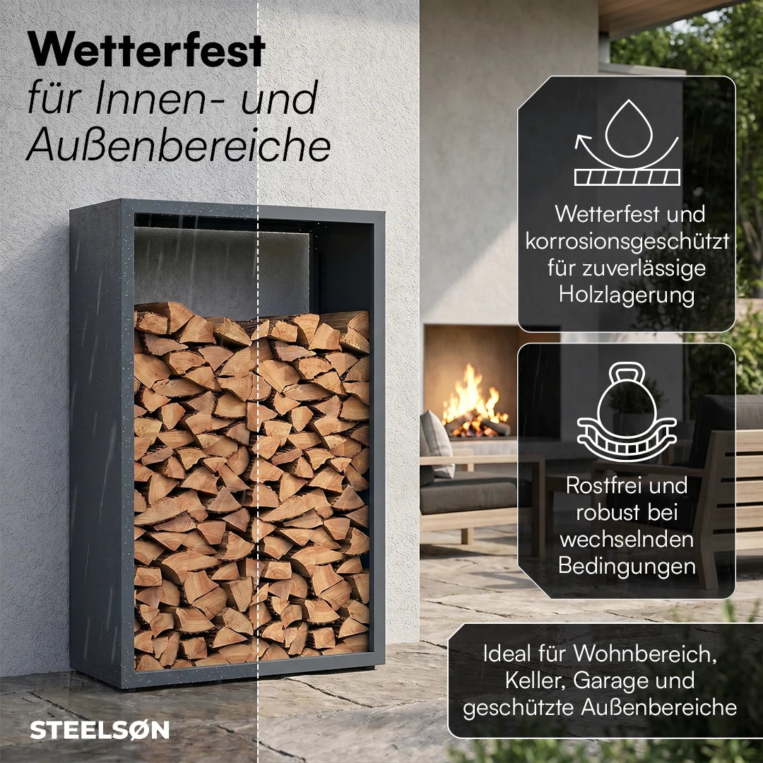 Firewood Rack | Galvanized Steel & Weather-Resistant | Adjustable Feet