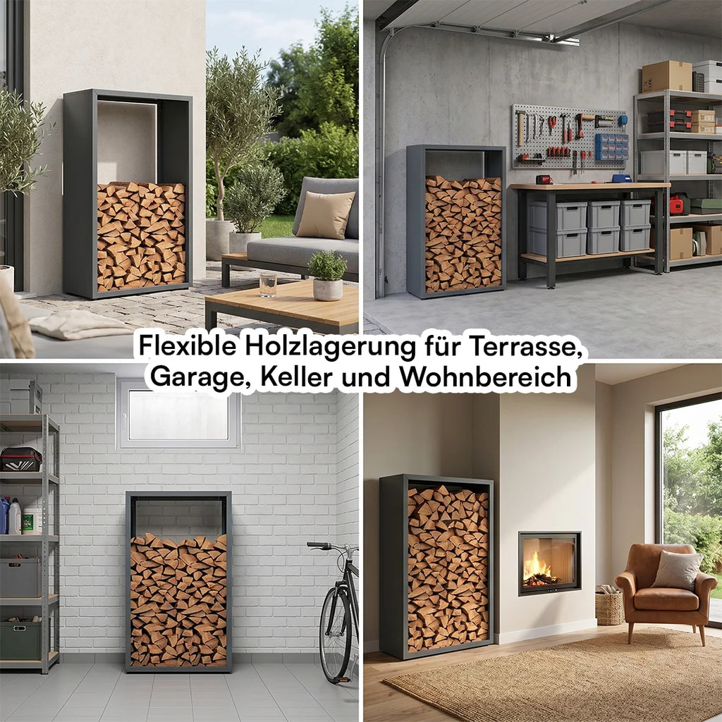 Firewood Rack | Galvanized Steel & Weather-Resistant | Adjustable Feet