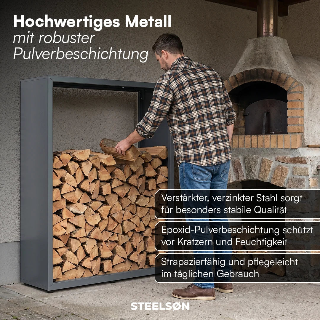 Firewood Rack | Galvanized Steel & Weather-Resistant | Adjustable Feet