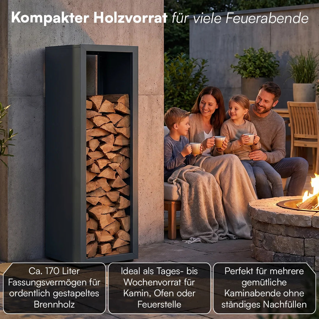 Firewood Rack | Galvanized Steel & Weather-Resistant | Adjustable Feet