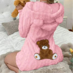 Fleece Romper | Plush Fleece Hood With Bear Ears | Front Zipper