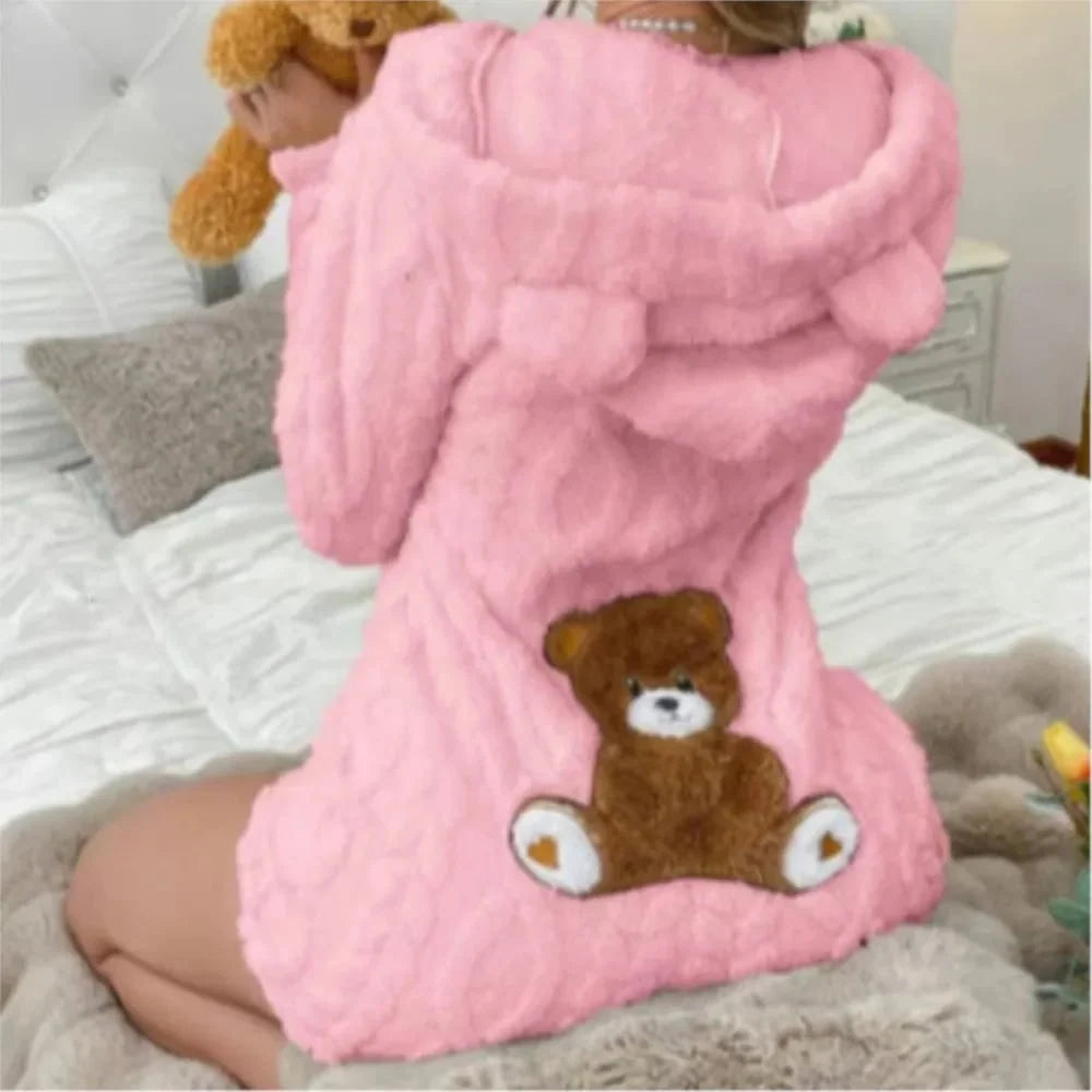 Fleece Romper | Plush Fleece Hood With Bear Ears | Front Zipper