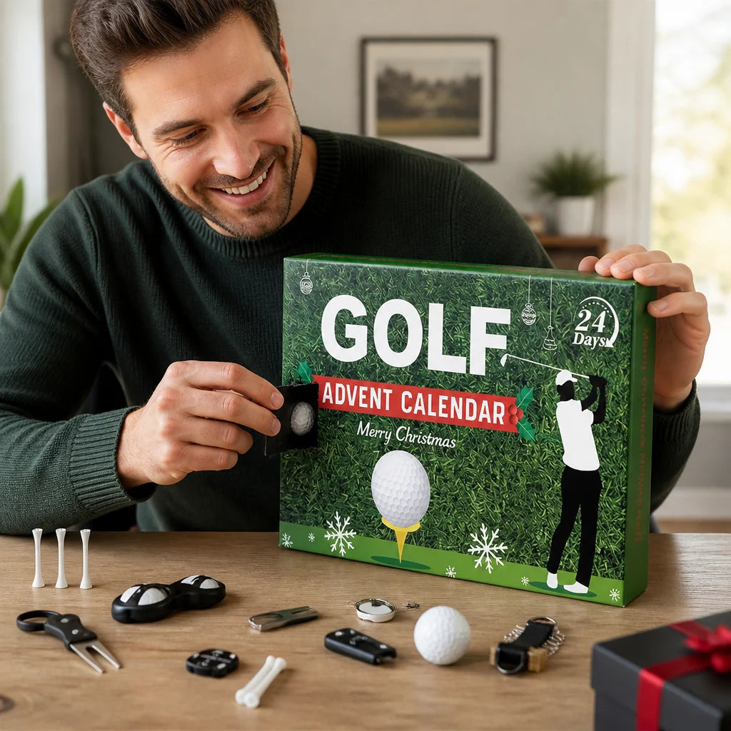 Golf Advent Calendar | Golf Accessories & Gift-Ready Box | 24 Doors