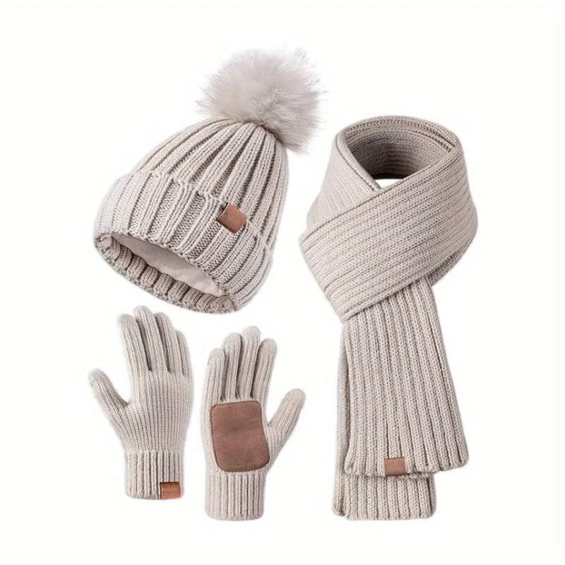 Hat, Scarf & Gloves Set | Knitted & Touchscreen-Friendly | One Size