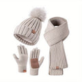 Hat, Scarf & Gloves Set | Knitted & Touchscreen-Friendly | One Size