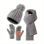 Hat, Scarf & Gloves Set | Knitted & Touchscreen-Friendly | One Size