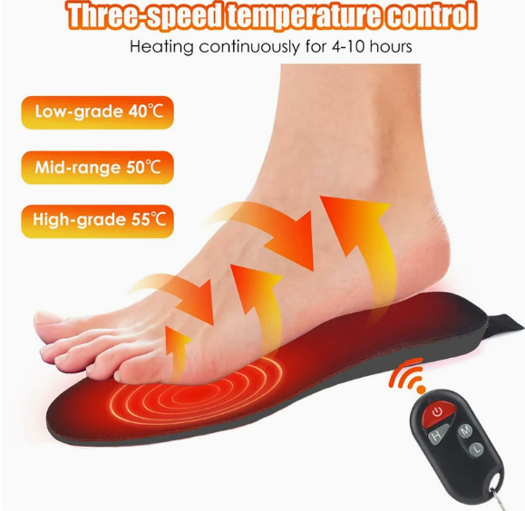 Heated Insoles | Rechargeable & Remote-Controlled | 3 Heat Settings