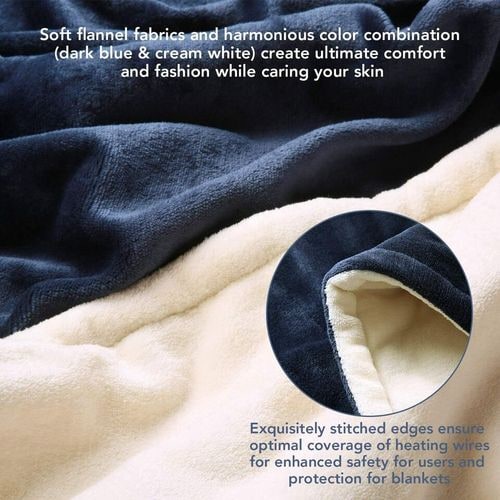 Heated Throw Blanket | Flannel & Sherpa Fleece | 6 Heat Settings
