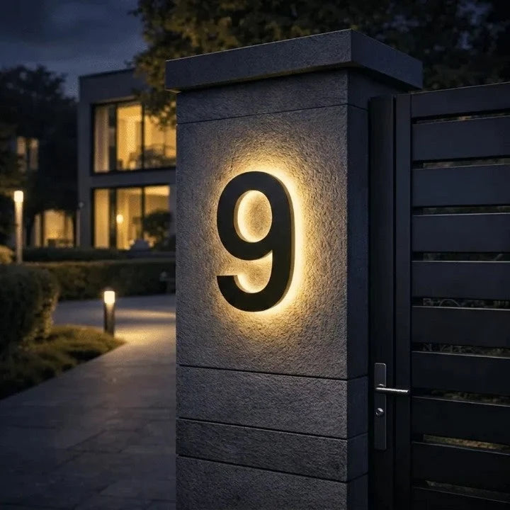House Number Sign | LED Backlit & IP68 Waterproof | Stainless Steel & Acrylic