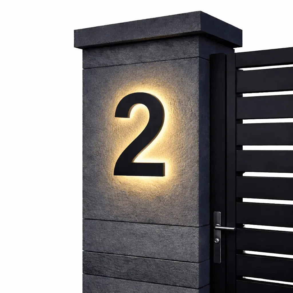 House Number Sign | LED Backlit & IP68 Waterproof | Stainless Steel & Acrylic