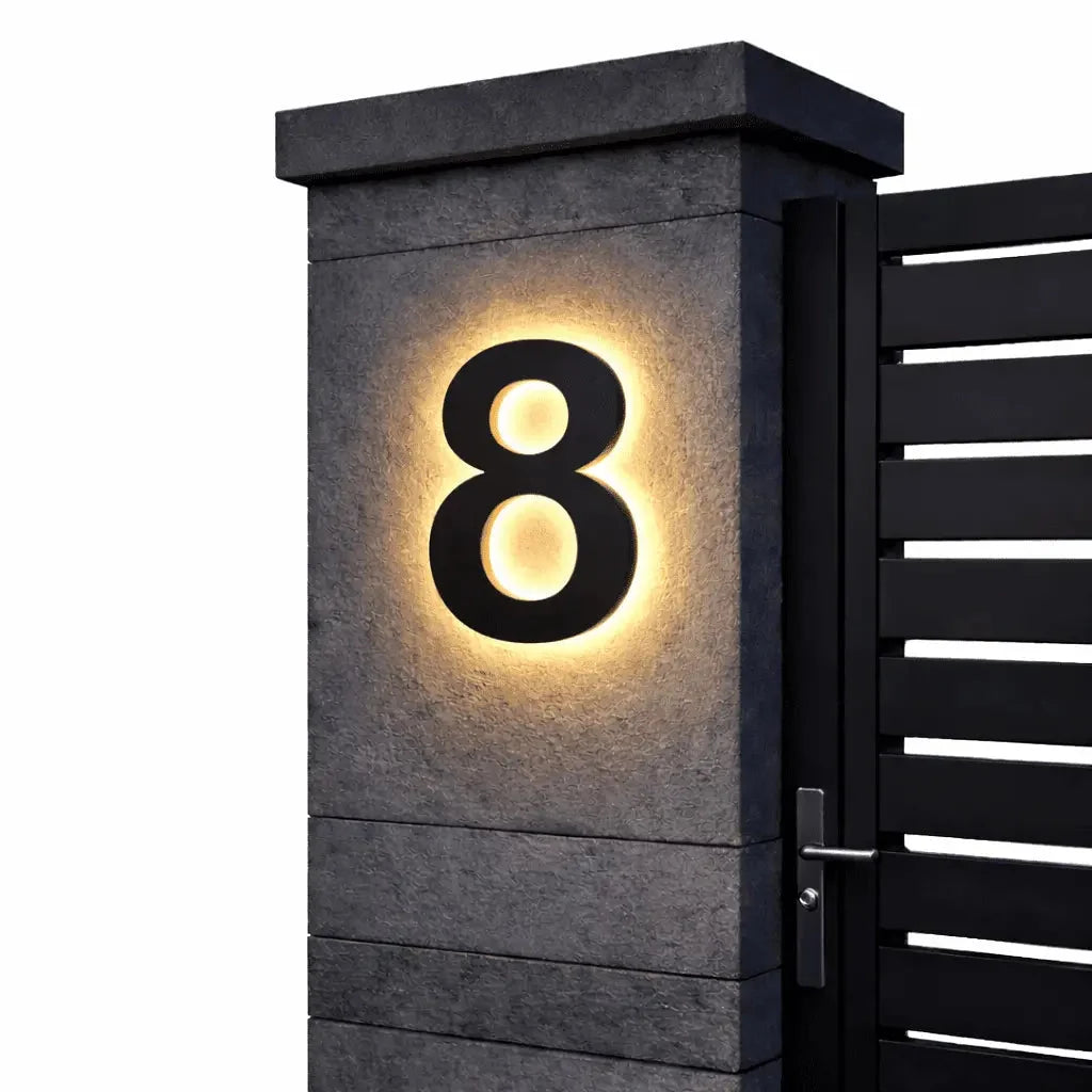 House Number Sign | LED Backlit & IP68 Waterproof | Stainless Steel & Acrylic