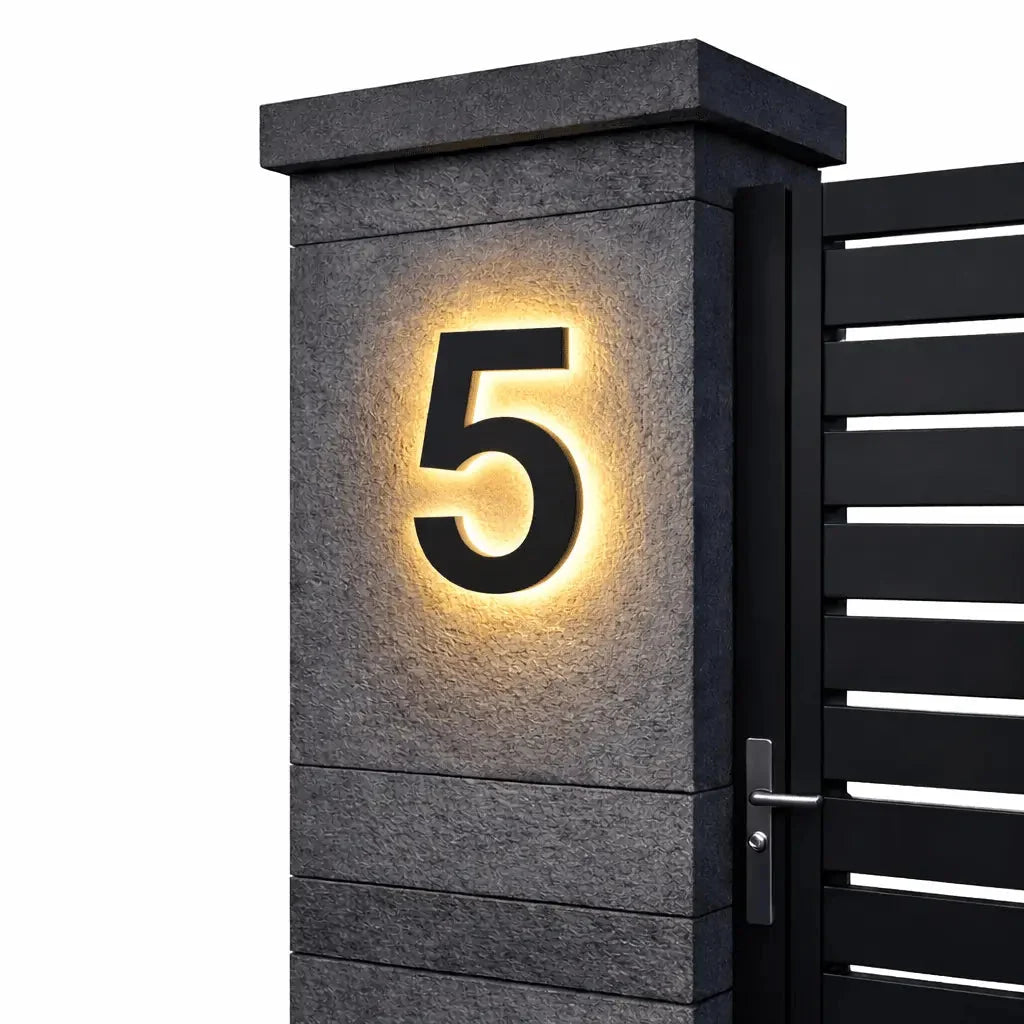 House Number Sign | LED Backlit & IP68 Waterproof | Stainless Steel & Acrylic