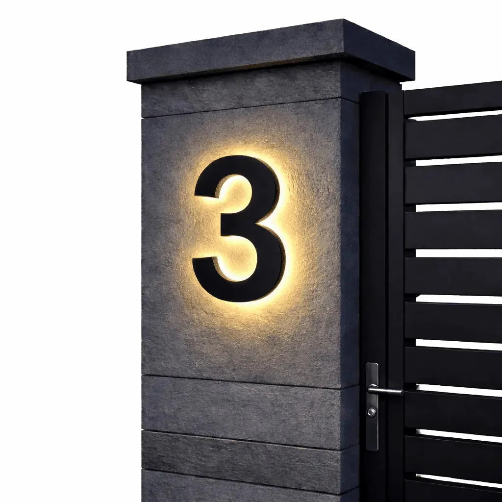 House Number Sign | LED Backlit & IP68 Waterproof | Stainless Steel & Acrylic