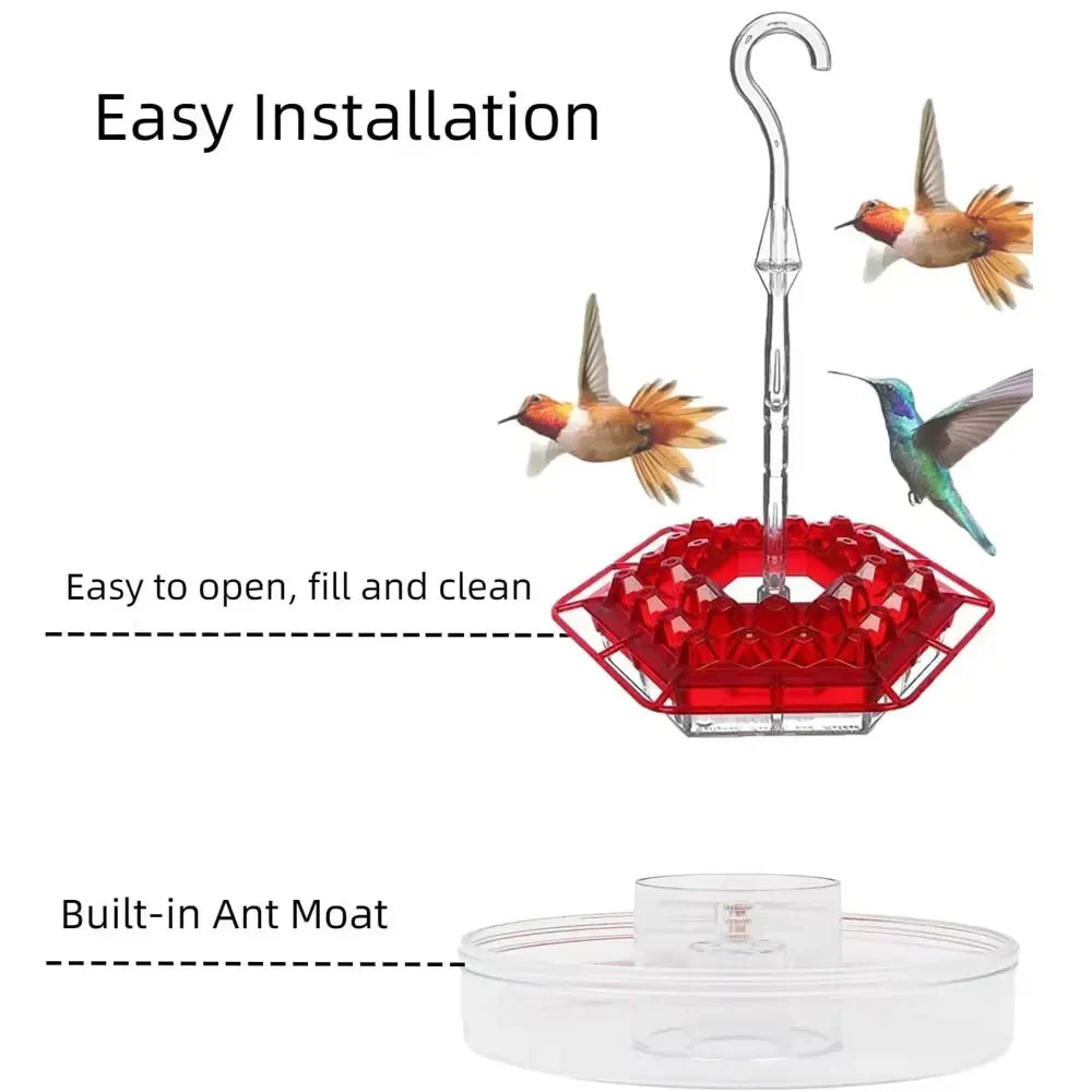 Hummingbird Feeder | Ant-Proof UV-Resistant Polycarbonate | 30 Feeding Ports