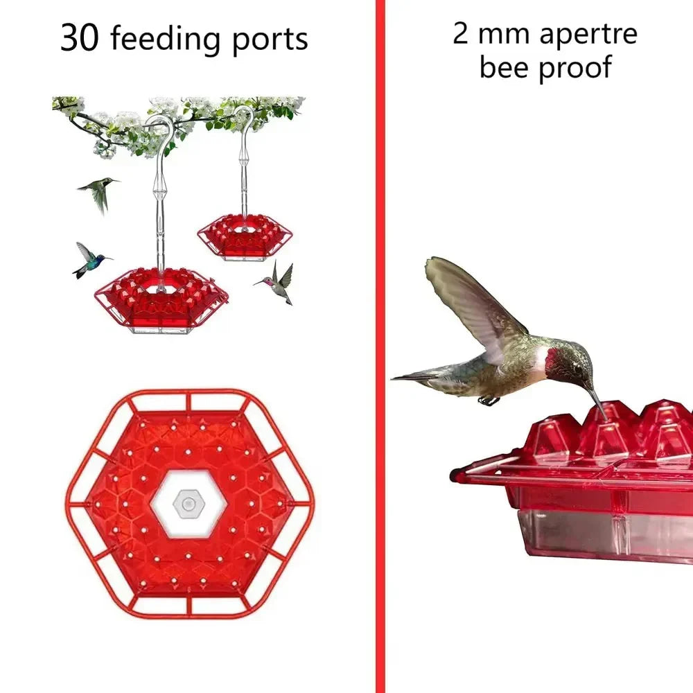 Hummingbird Feeder | Ant-Proof UV-Resistant Polycarbonate | 30 Feeding Ports