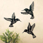 Hummingbird Wall Art | Metal Timeless Black Finish | Set of 3