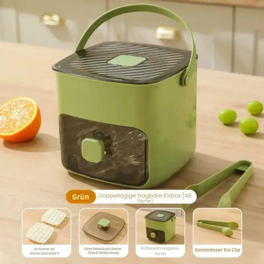 Ice Cube Tray | Push-Button Release & Hygienic Covered Compartment | 48 Cubes