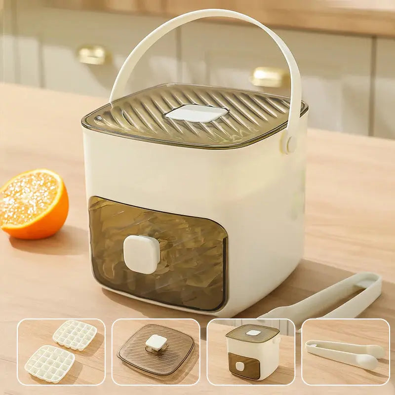Ice Cube Tray | Push-Button Release & Hygienic Covered Compartment | 48 Cubes
