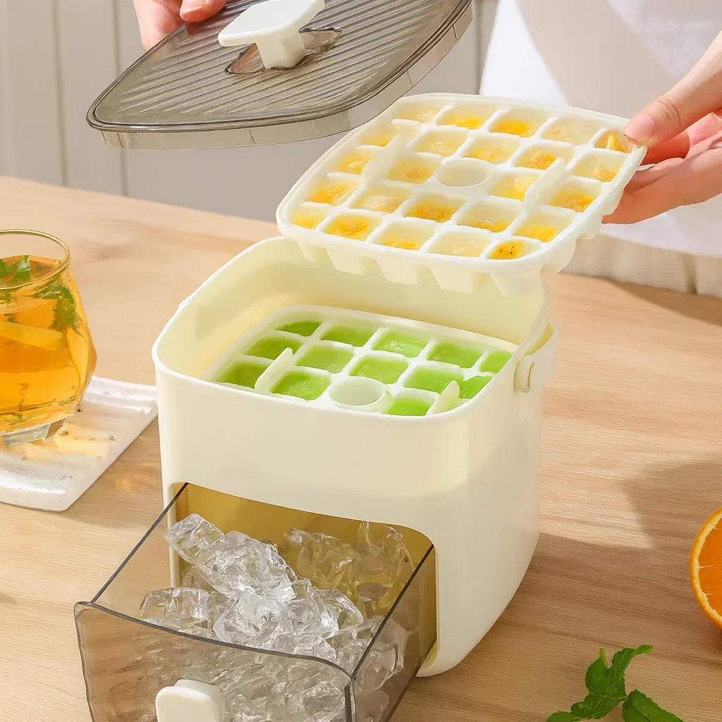 Ice Cube Tray | Push-Button Release & Hygienic Covered Compartment | 48 Cubes
