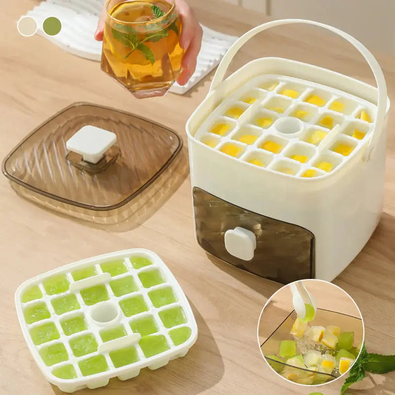 Ice Cube Tray | Push-Button Release & Hygienic Covered Compartment | 48 Cubes